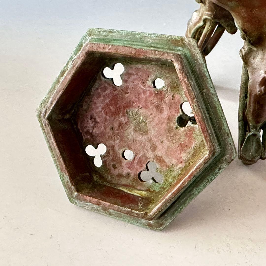 長谷川雅山　青銅　瑞貴　三足　香炉　工芸品　美術品　極上品　金工　鋳物