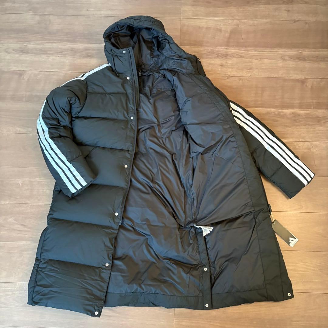 アディダス スリーストライプス レギュラーフィット ロング ダウン コート XL