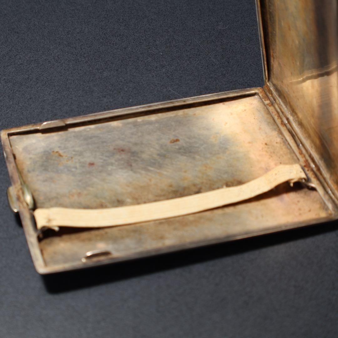 銀製シガレットケース　菊図　美正作　骨董　アンティーク　R1483K3