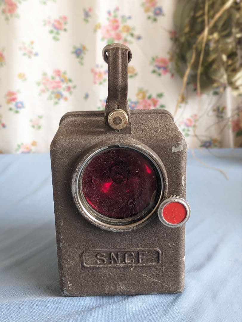 フランスアンティーク 国鉄 SNCF 手信号 レッドシグナルランプ 1950年