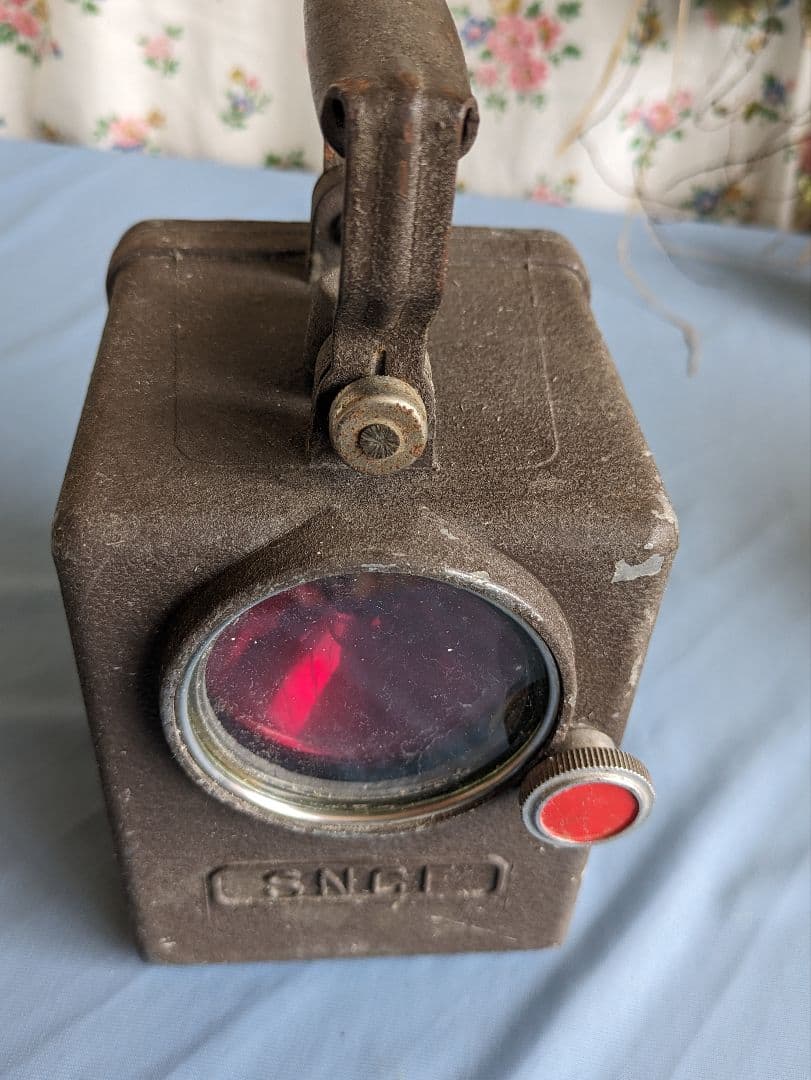 フランスアンティーク 国鉄 SNCF 手信号 レッドシグナルランプ 1950年