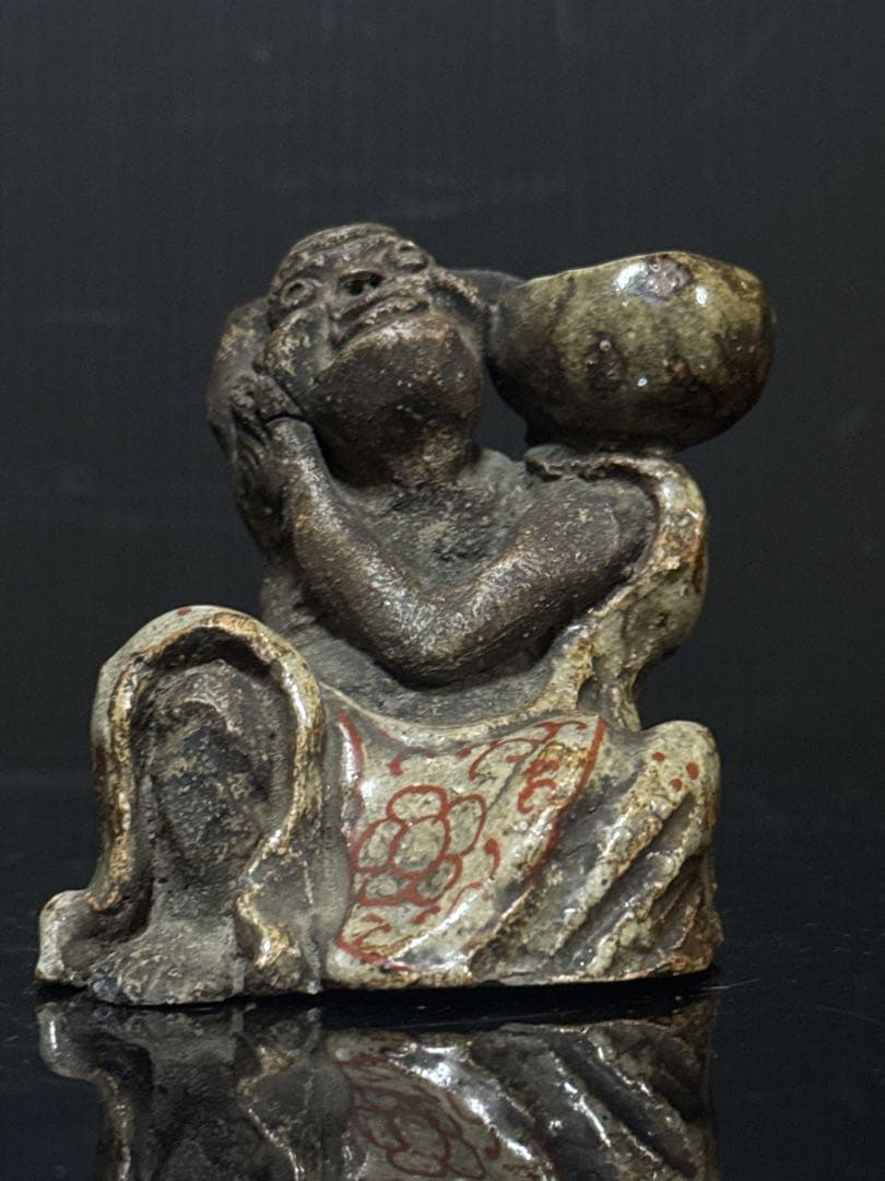 平安 名人 村田永翁 造 彩色羅漢図 香立 置物