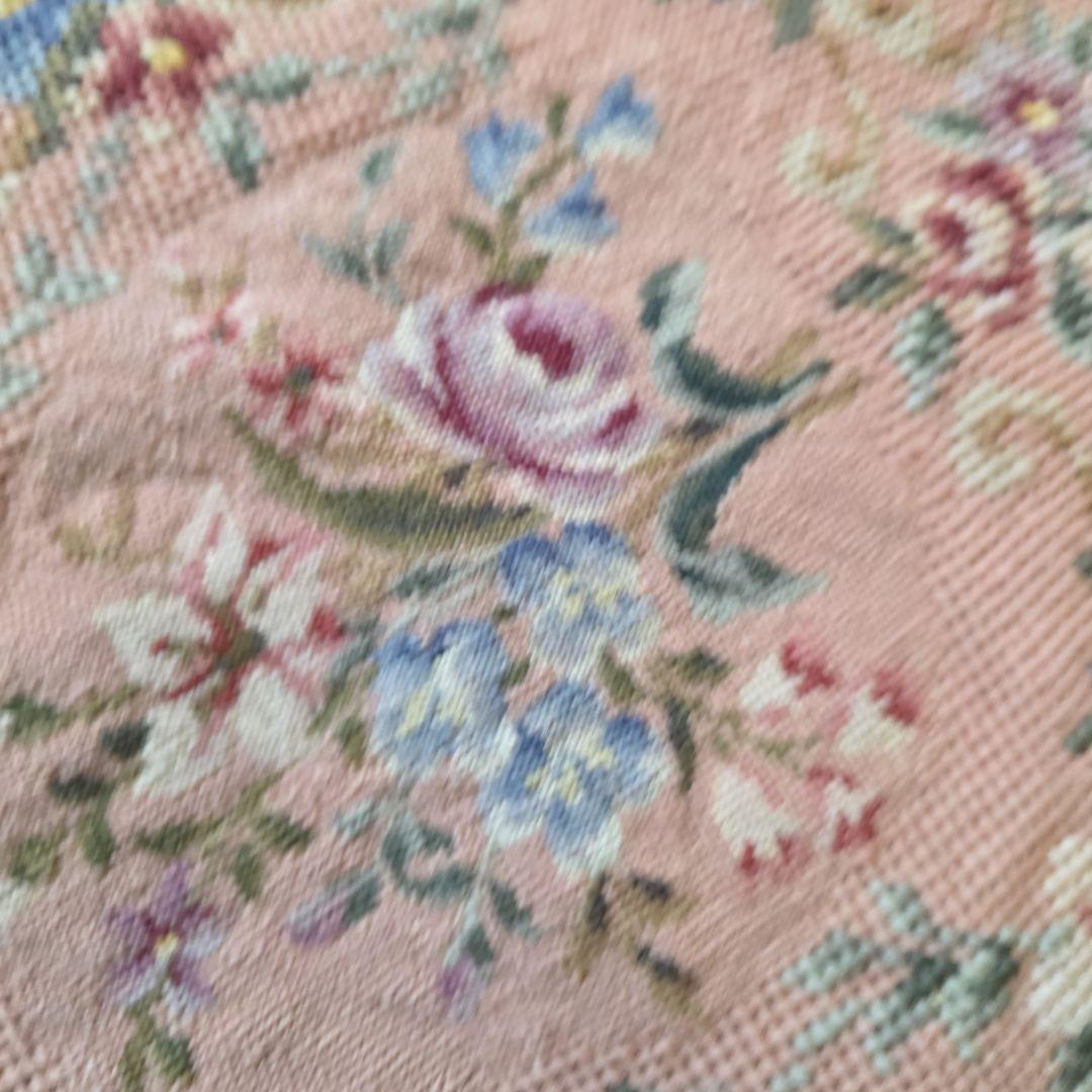 フランスアンティーク　ゴブラン風　刺繍　布