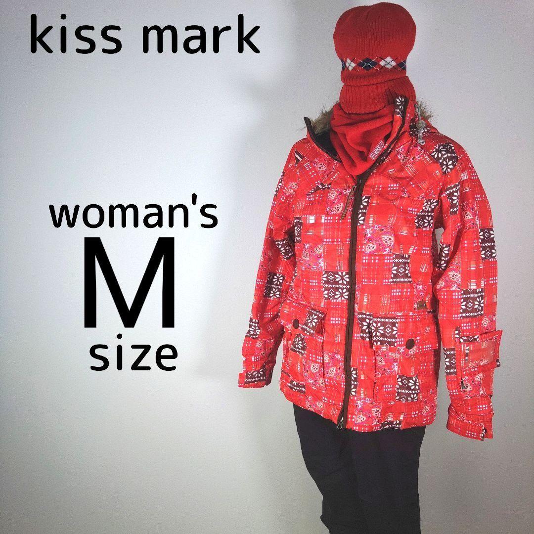 キスマーク　レディース　スノーボードウェア　Mサイズ　レッド　ブラック　ニット帽
