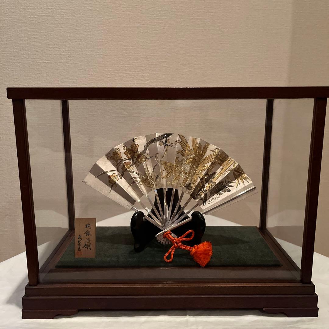 武比古 純銀 扇子 四君子 7号