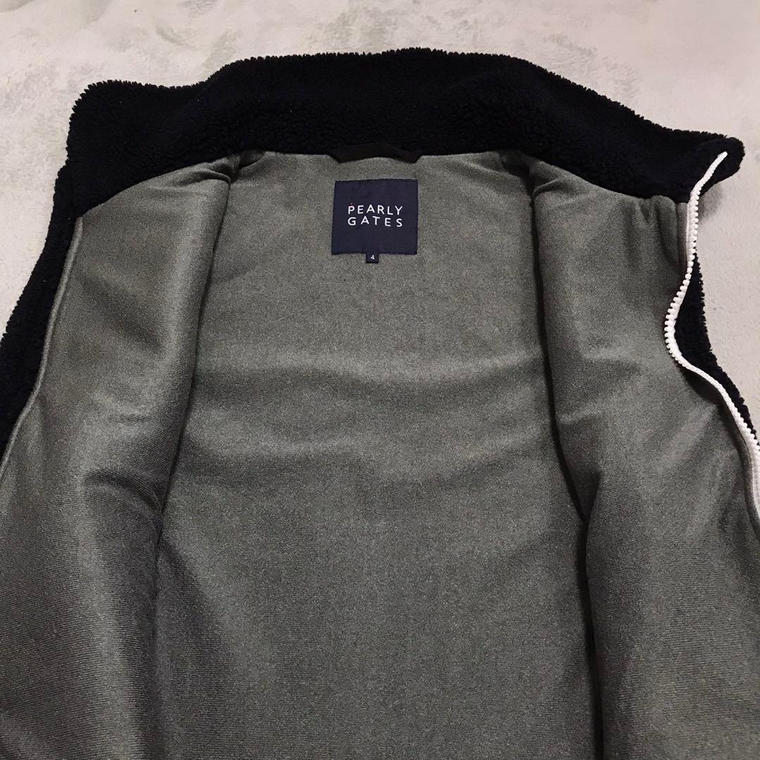 PEARLY GATES パーラーゲイツ　ボアジップベスト　刺繍ロゴ　4