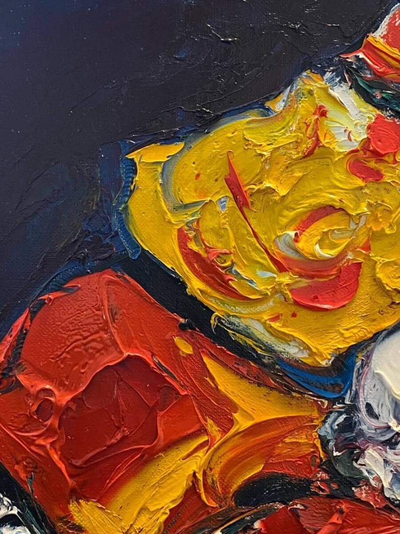 「真作」宮田為義　薔薇の絵　靜物画　絵画　油彩画　額装　F15号