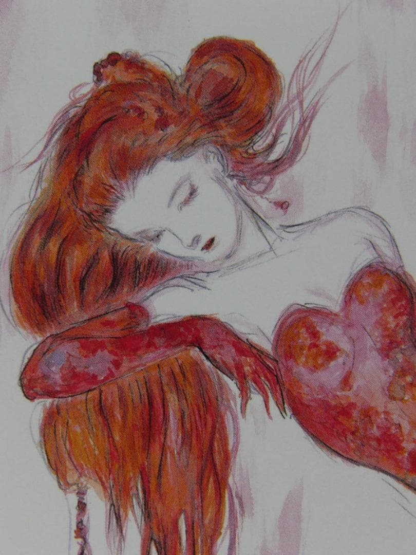 天野喜孝、ノイシュとディアドラ、希少な額装用画集画、新品高級額装付、状態良好