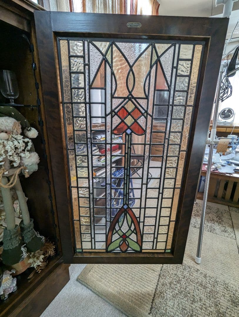 アールヌーボー ステンドグラスキャビネット