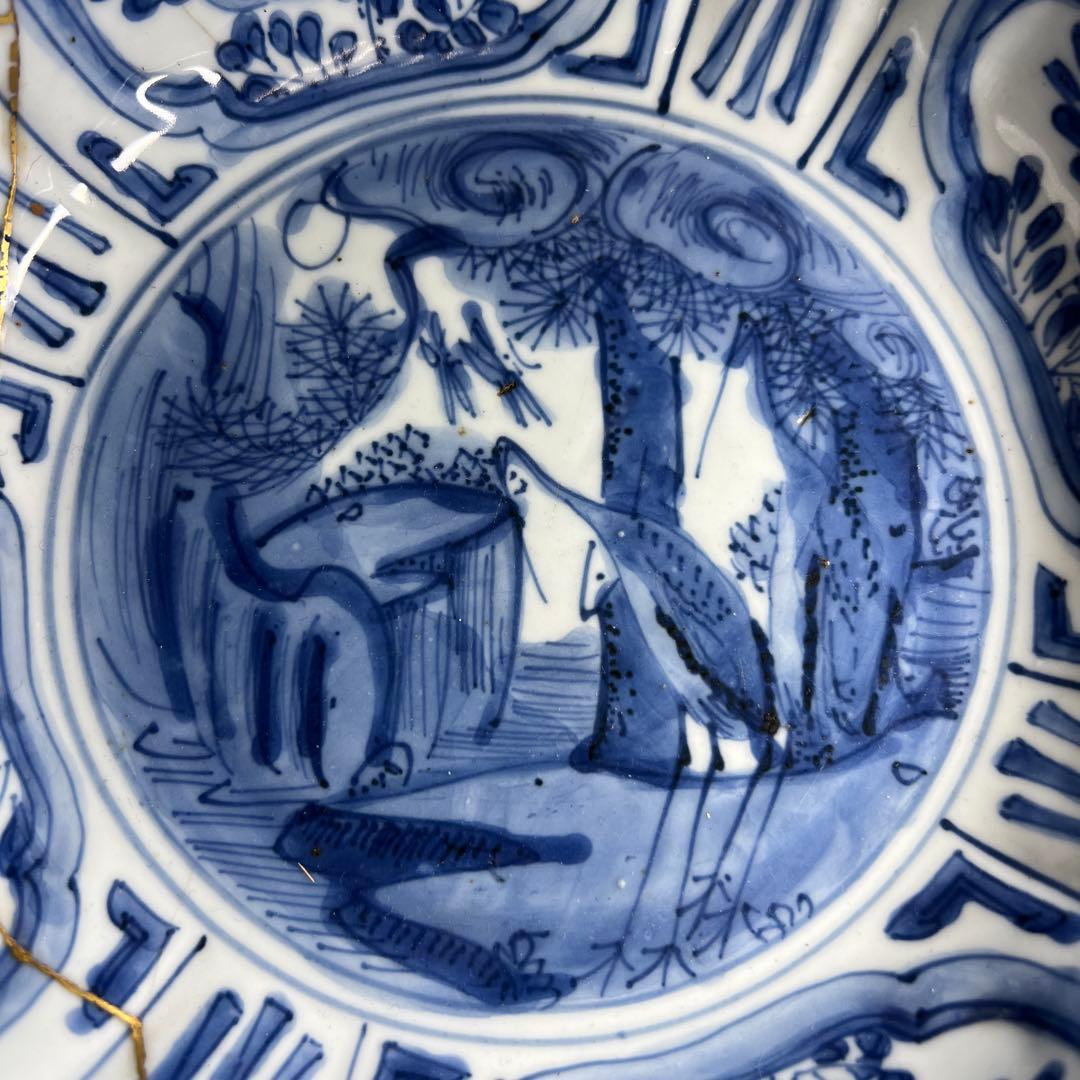 中国明時代　古染付芙蓉手カブト鉢　幅約22.5㎝　東Y8-0108☆2Fタルオ