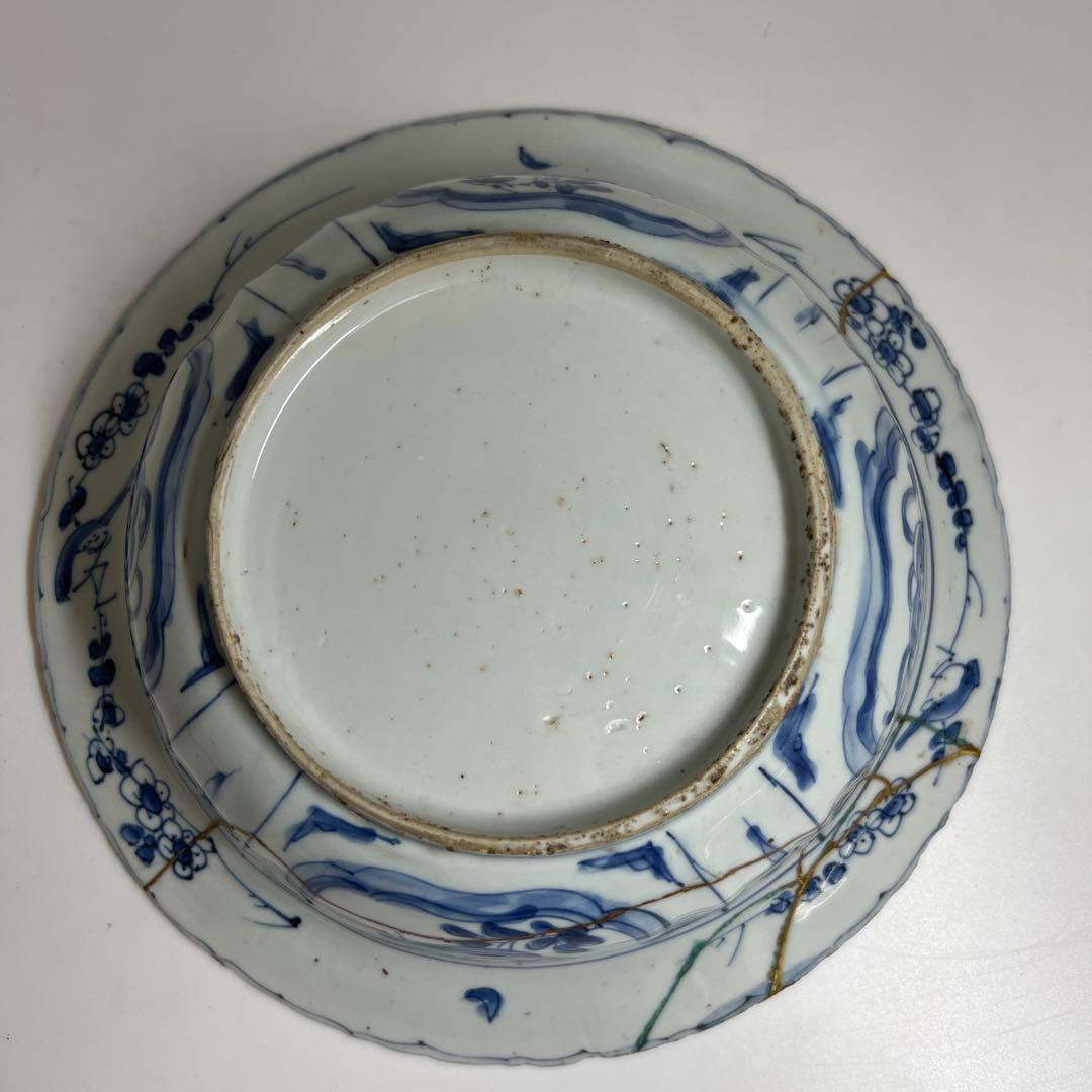 中国明時代　古染付芙蓉手カブト鉢　幅約22.5㎝　東Y8-0108☆2Fタルオ