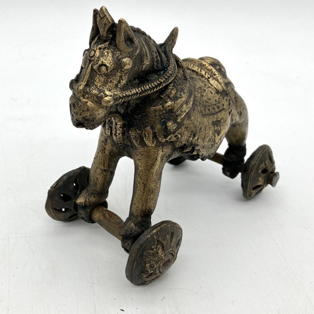 インド　寺院玩具　ヴィンテージ　馬　ウマ　動物　置物　真鍮　アンティーク