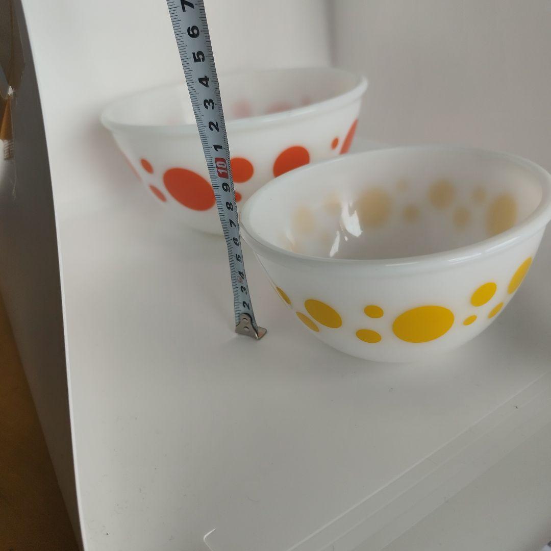 美品　Hazel Atlas ヘーゼルアトラス　ポルカドット　水玉　ボウル 4個