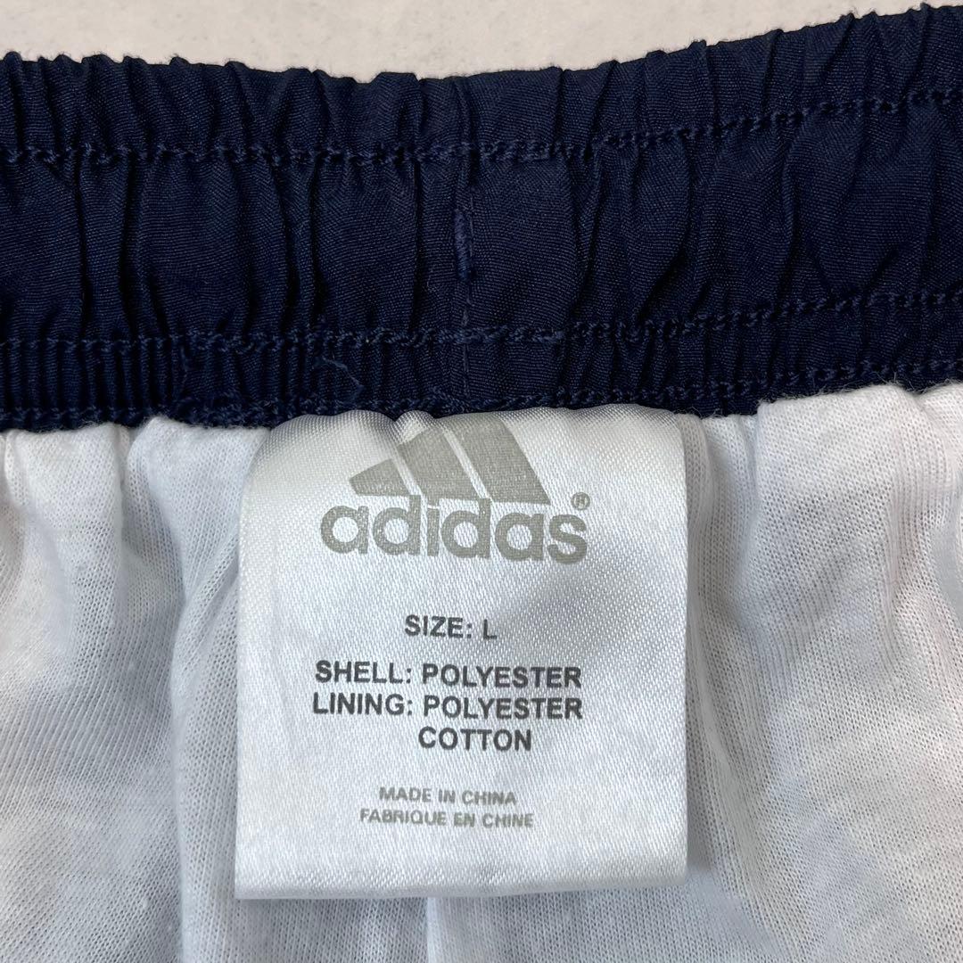 00s adidas バギートラックパンツ 3ライン 刺繍ロゴ ネイビー L