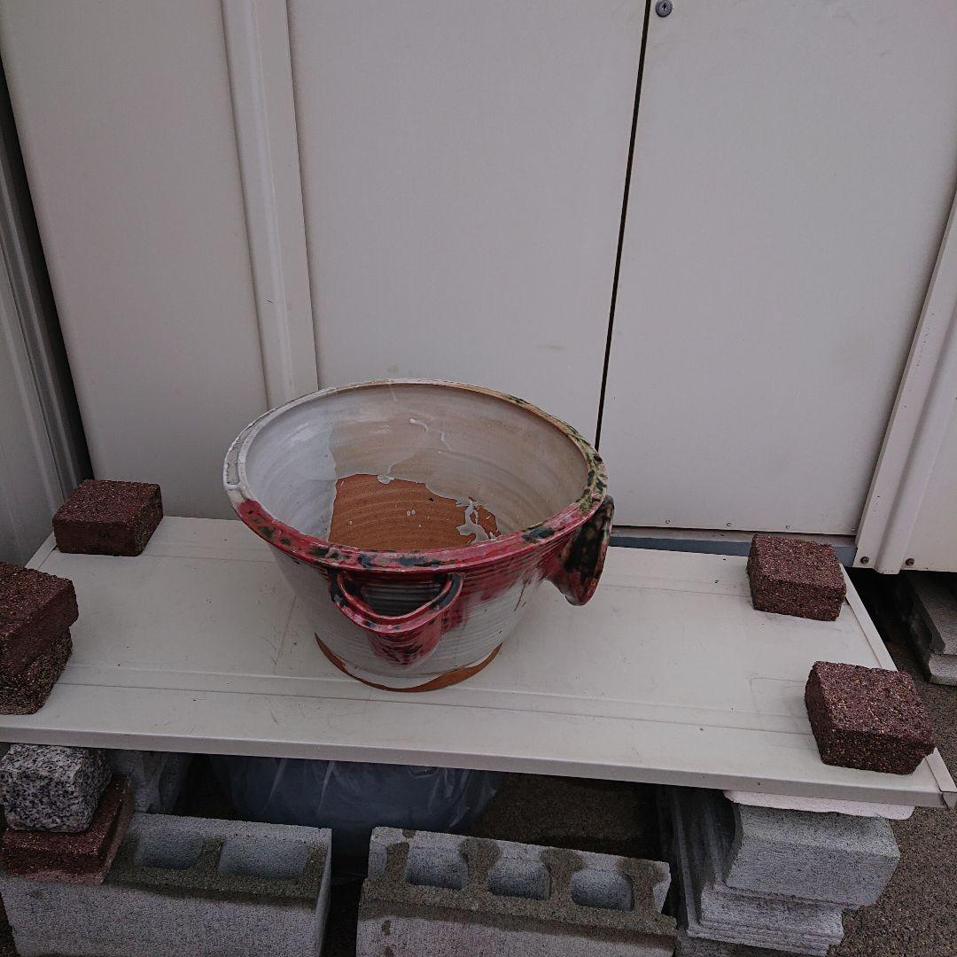 陶器ラッパ型睡蓮アンティーク睡蓮鉢