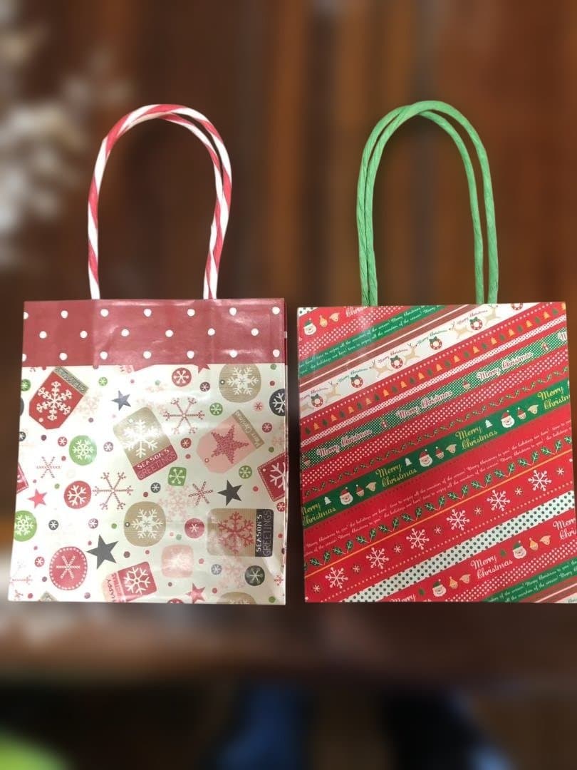 クリスマス柄 紙袋 大量175枚（7パック）持ち手付き｜業務用・イベント用