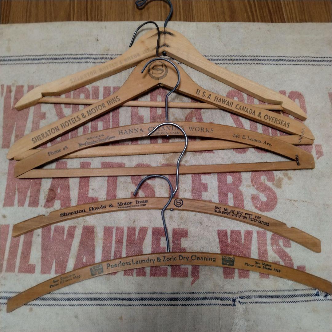 50s vintage wood hanger made in usa　5本