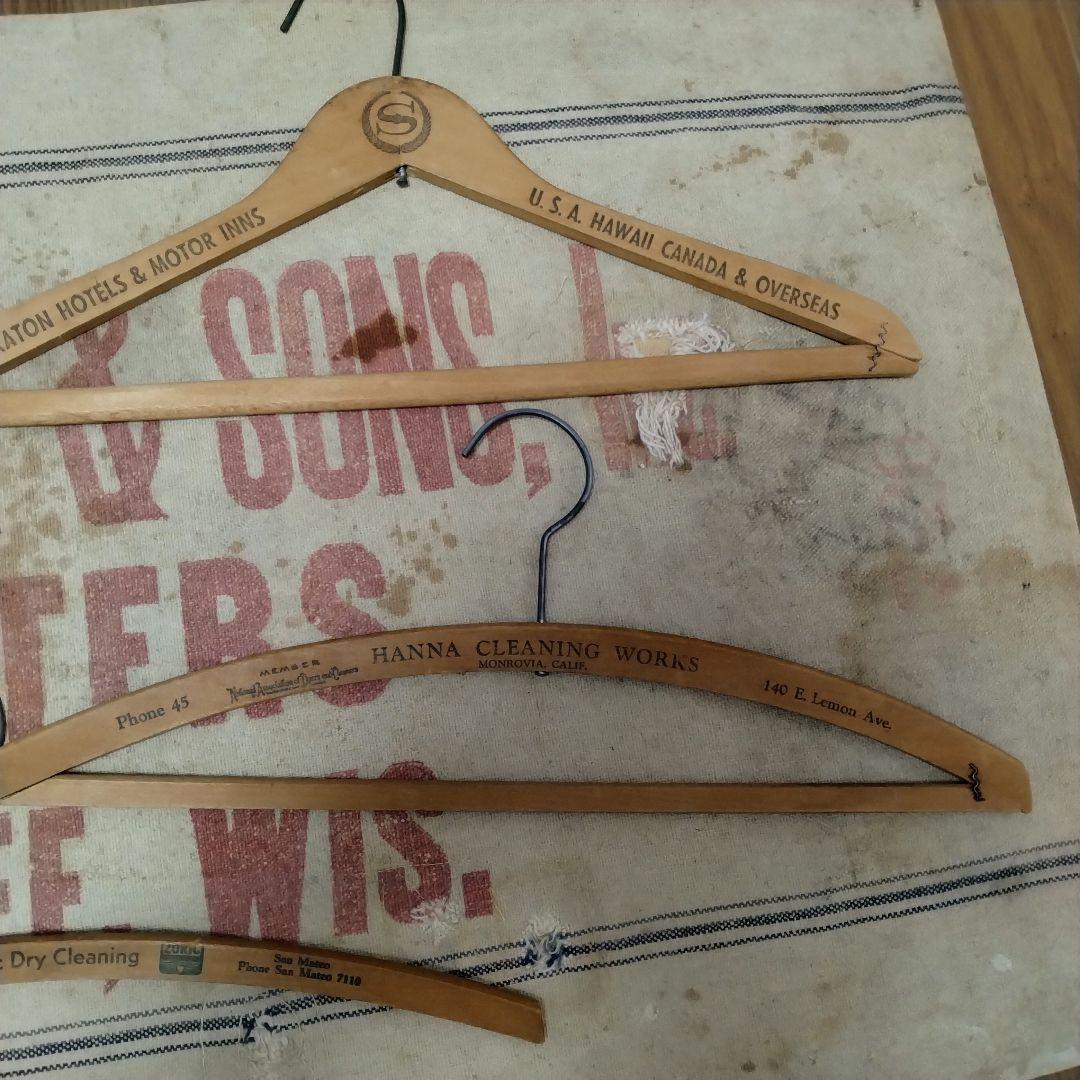 50s vintage wood hanger made in usa　5本