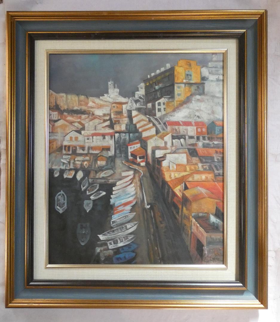 絵画 油絵 　浮田克躬「風景」 サインF8サイズ 額装済み 肉筆手描き