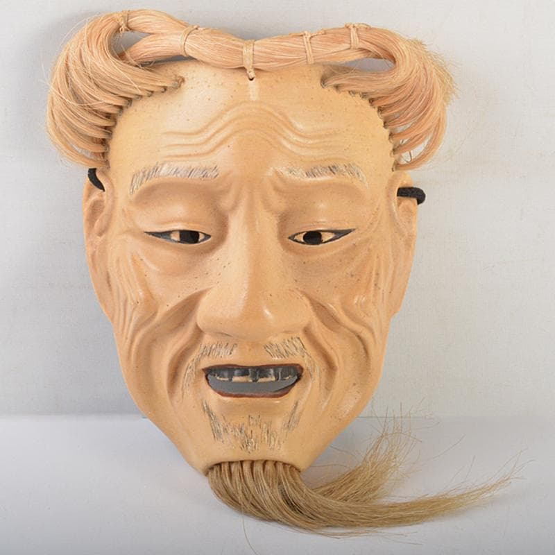 能面　能楽　雅楽　木彫　尉面　裕茂銘　C　R6987