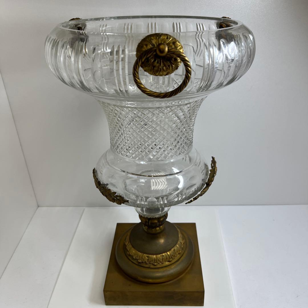 明治時代　ギヤマン切子　大花瓶　高さ48㎝　トヒチサ　東な8-0106④