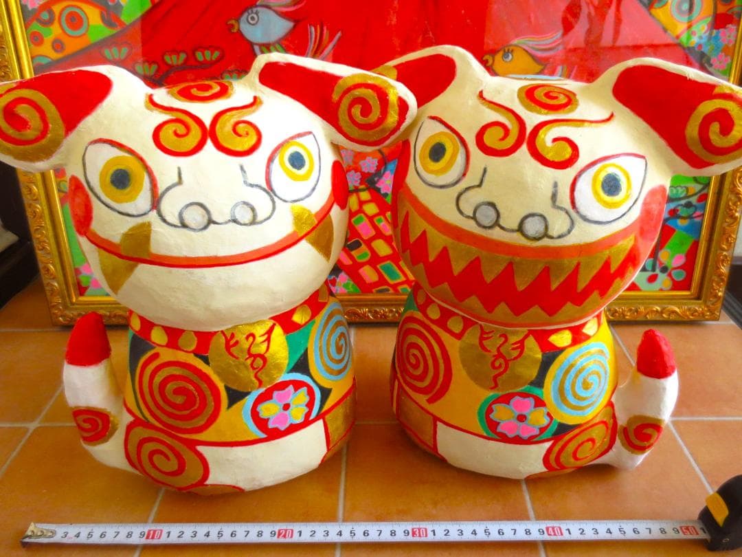 張り子　ジャンボシーサー　ラッキーアイテム　風水　置物