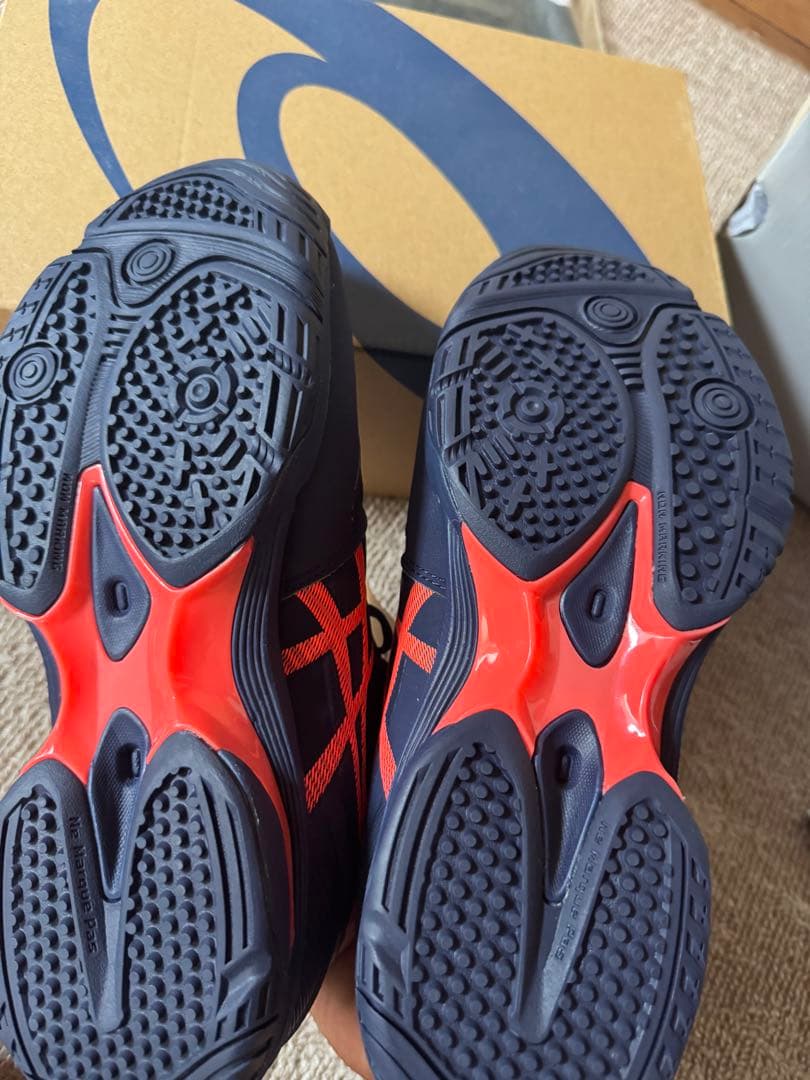 asics テニスシューズ ネイビー/オレンジ