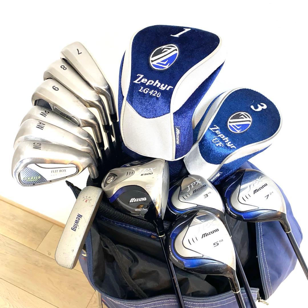 格安ミズノMizuno他ゴルフクラブ フルセット☆キャディバッグ付 初心者メンズ