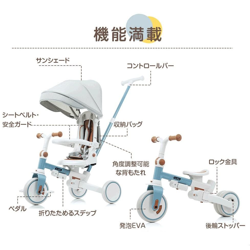 三輪車 子供用三輪車 折りたたみ 手押し 乗用玩具 幼児用 キッズバイクおしゃれ