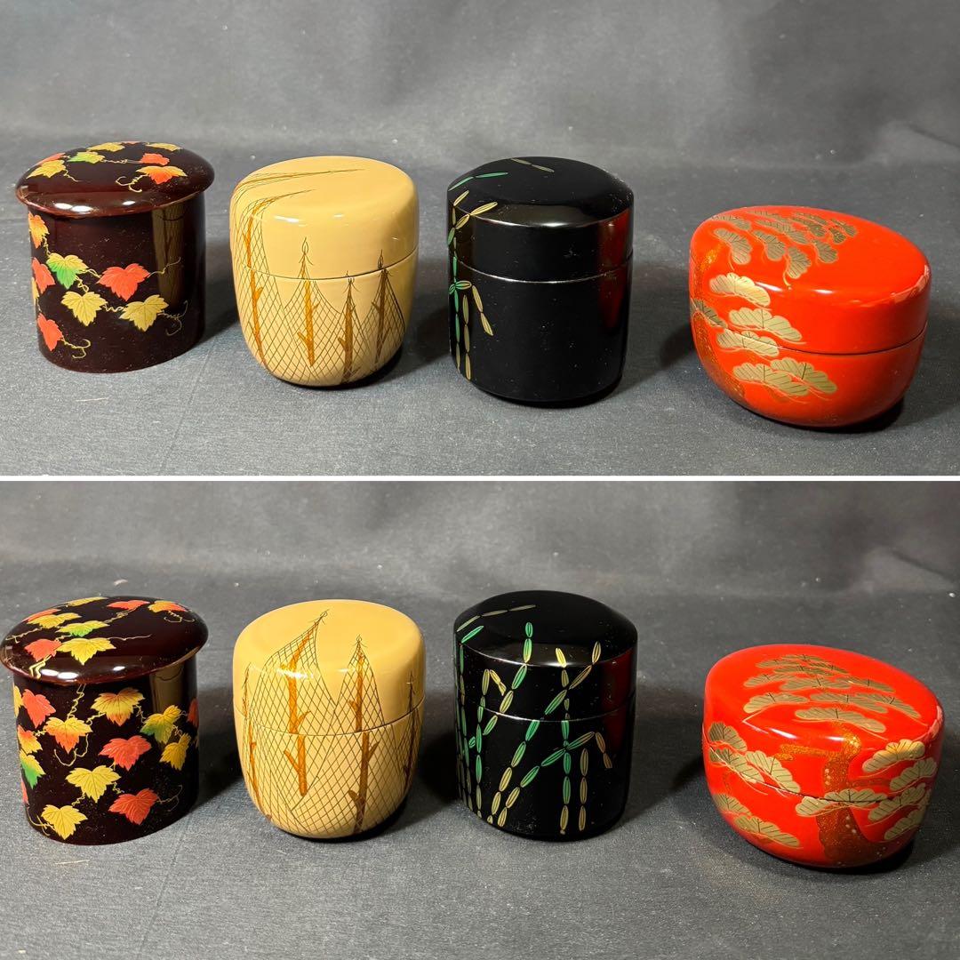 G82 送料無料　四季棗　樹芳　棗　春夏秋冬　木箱　漆芸　茶道具