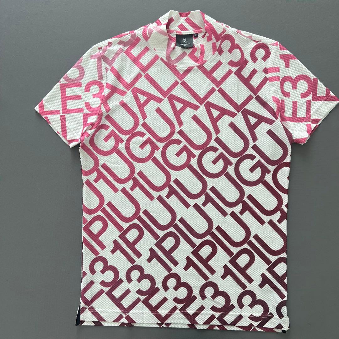 1piu1uguale3 GOLF 総柄　モックネック　半袖シャツ　メンズ　ロゴ