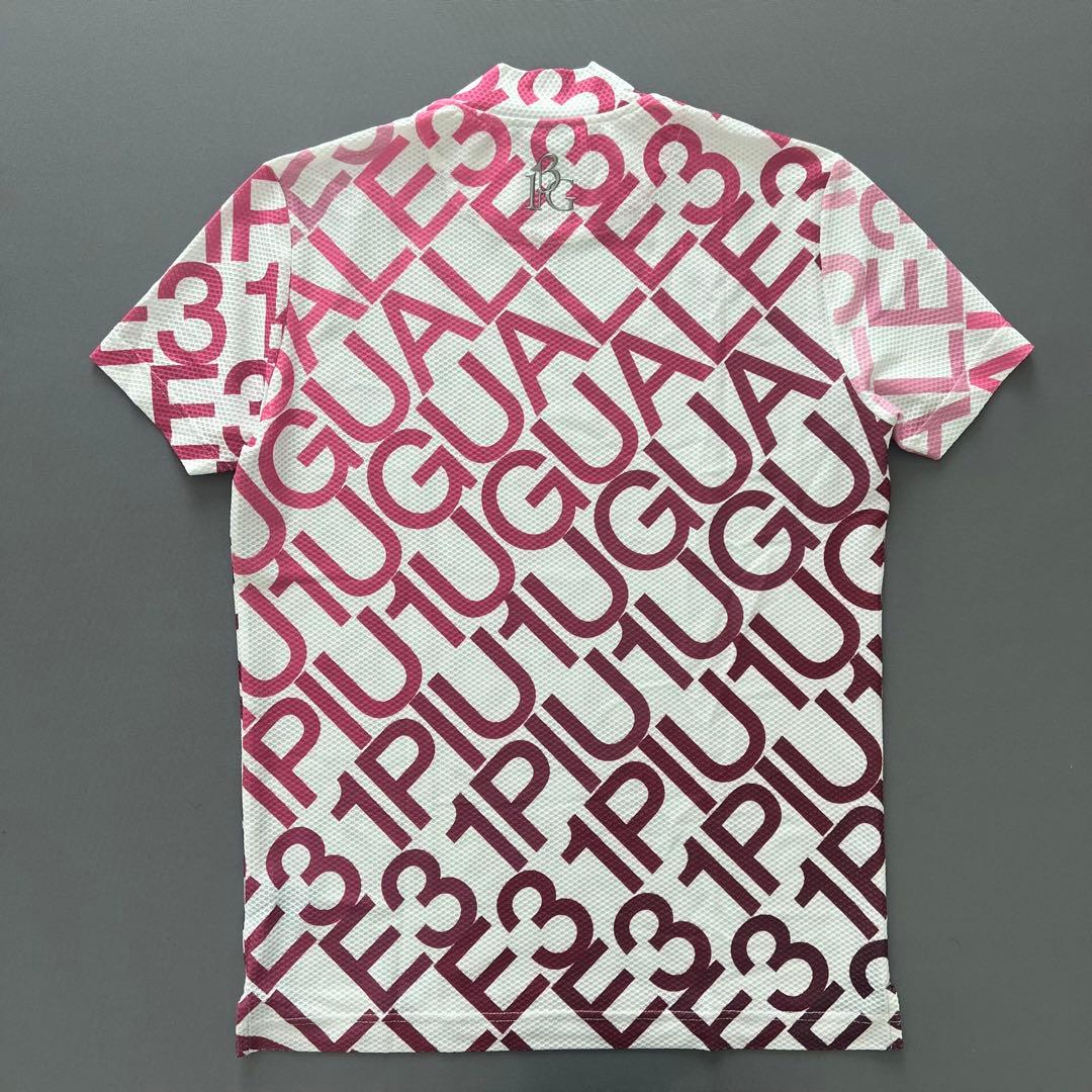 1piu1uguale3 GOLF 総柄　モックネック　半袖シャツ　メンズ　ロゴ