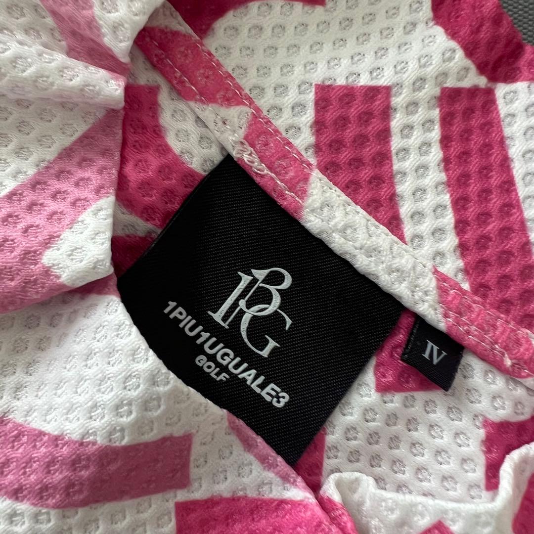 1piu1uguale3 GOLF 総柄　モックネック　半袖シャツ　メンズ　ロゴ