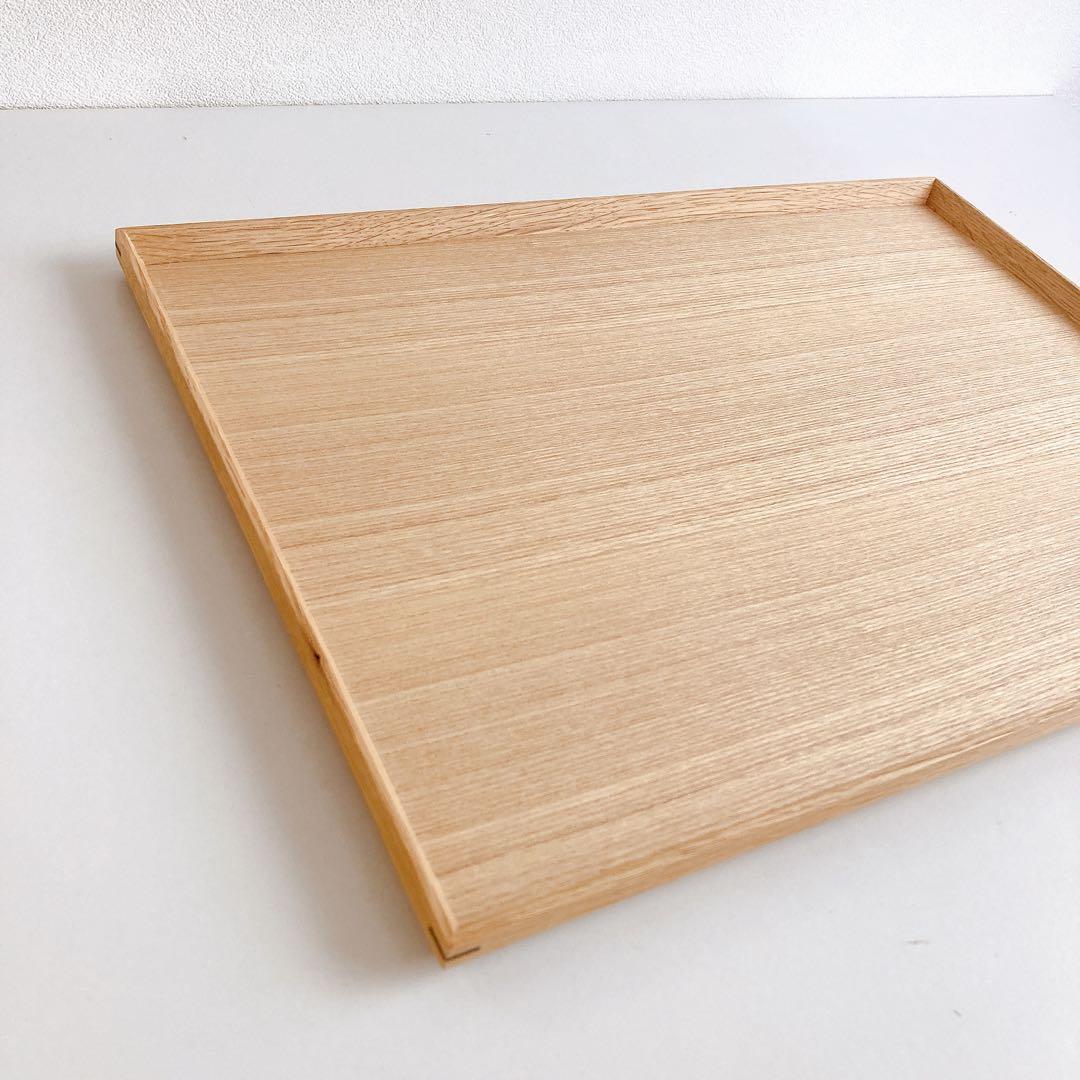 松屋漆器店　白木塗タモ14.0長角盆　お盆　大　2点セット