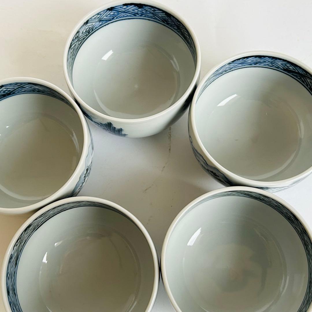 【未使用】京焼 清水焼 初代 幸之介窯 湯呑み 手描き5客揃