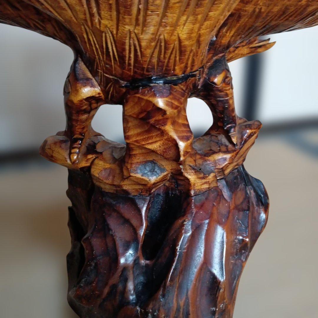 大型 木彫り 鷲 置物 一刀彫 彫刻芸術品 ヴィンテージ 民芸品 インテリア