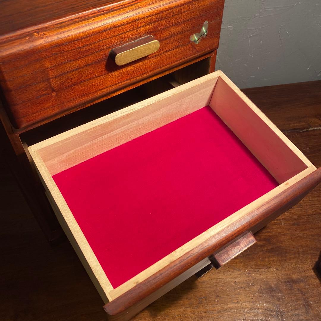 昭和レトロ 三段小引き出し 螺鈿細工 古家具 インテリア 収納 木製