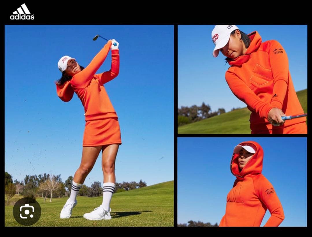 美品 アディダスゴルフ ブラッドオレンジ セットアップ