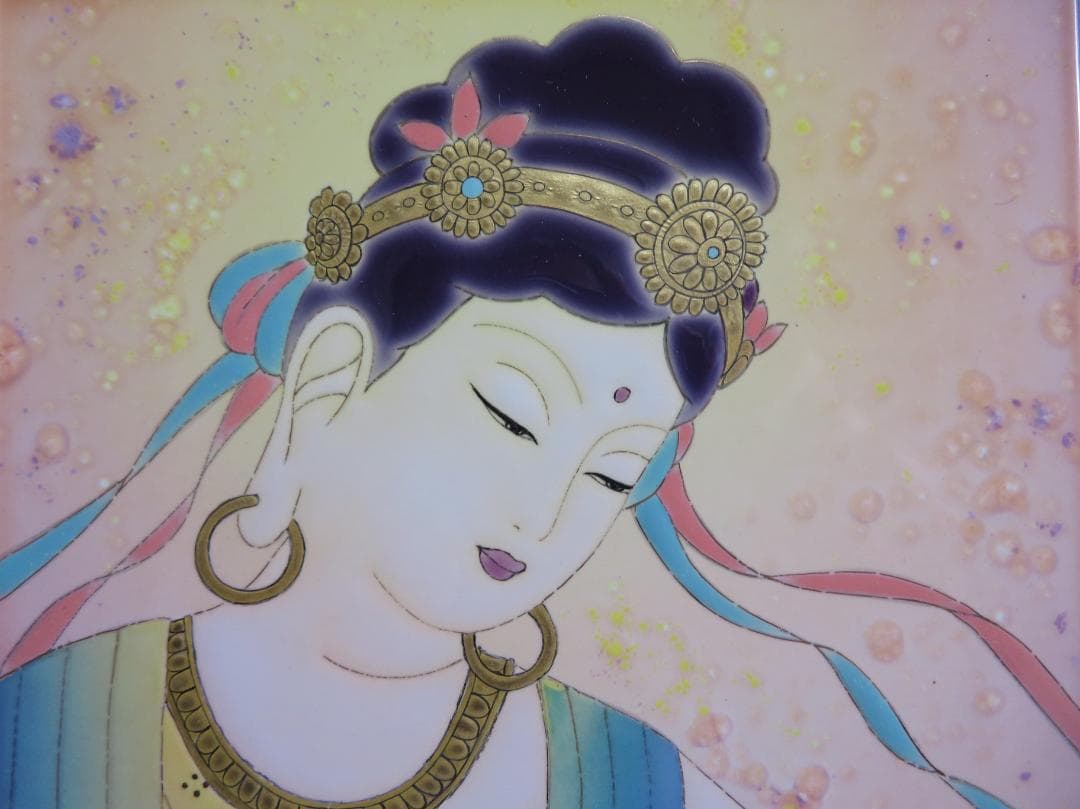 草場一壽　「　観世音菩薩　」　陶彩画
