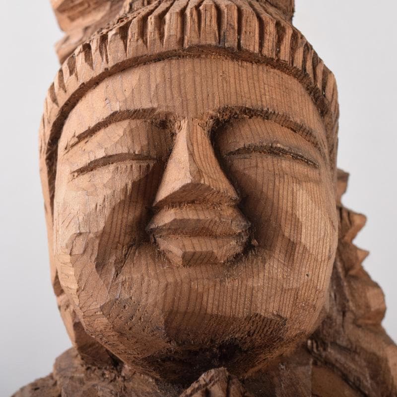 仏教美術　利秀作　木彫　神獣観音像　仏像　置物　8225