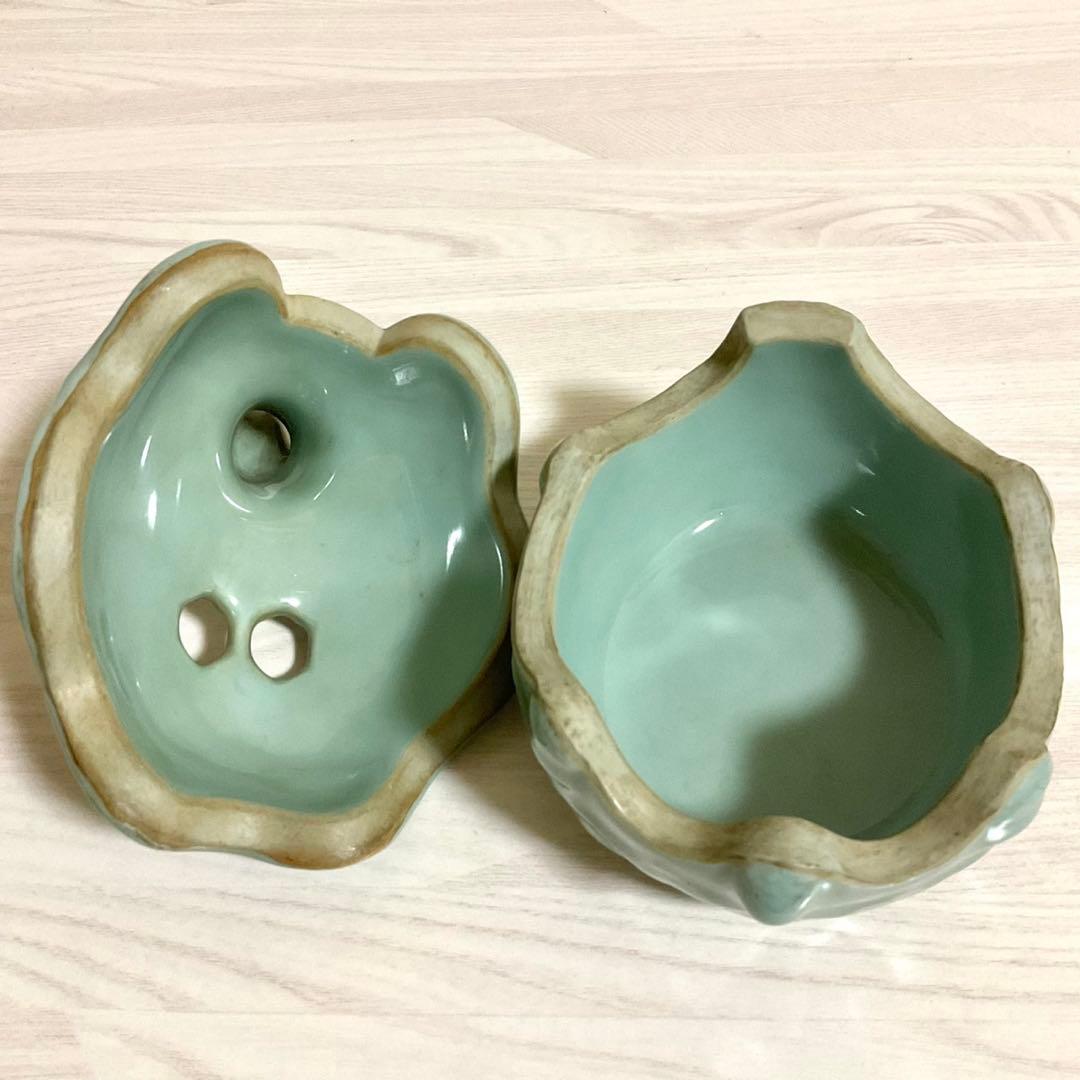 諏訪蘇山 青磁 亀龍香炉 香炉 箱付 香道 茶道具 香道具