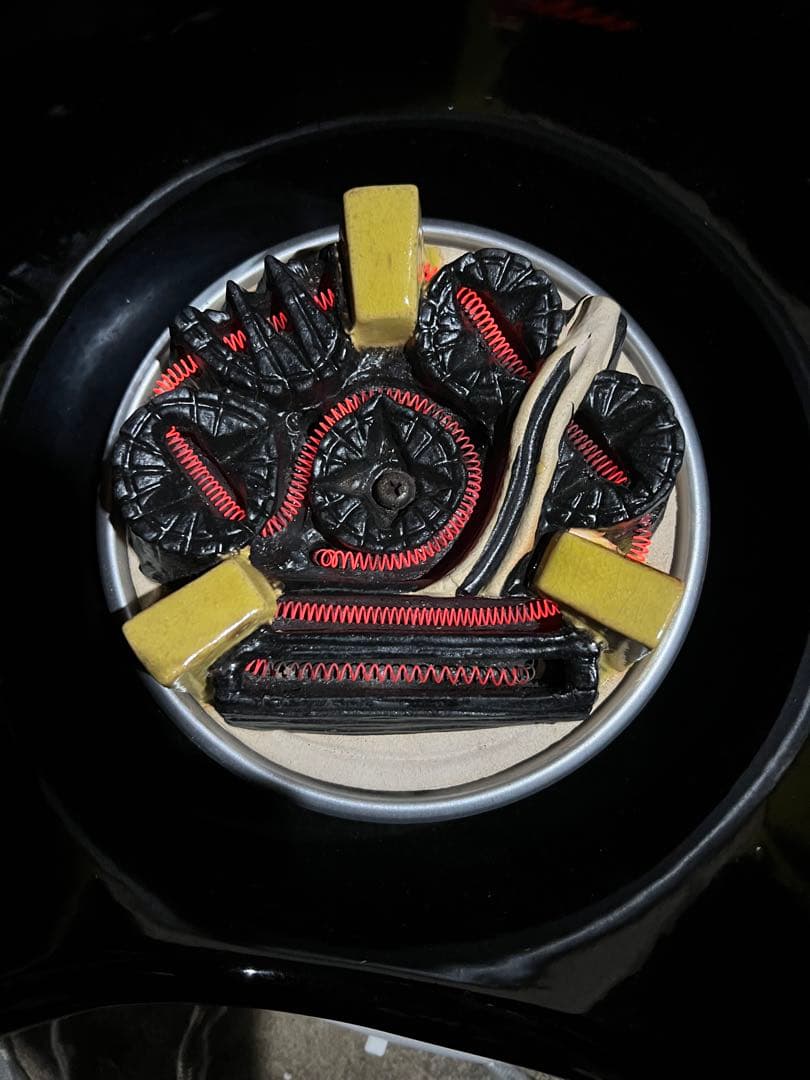 釜師　畠春斎　千筋 富士 尾垂釜 共箱付き　野々田式風炉型電熱器セット　茶道具