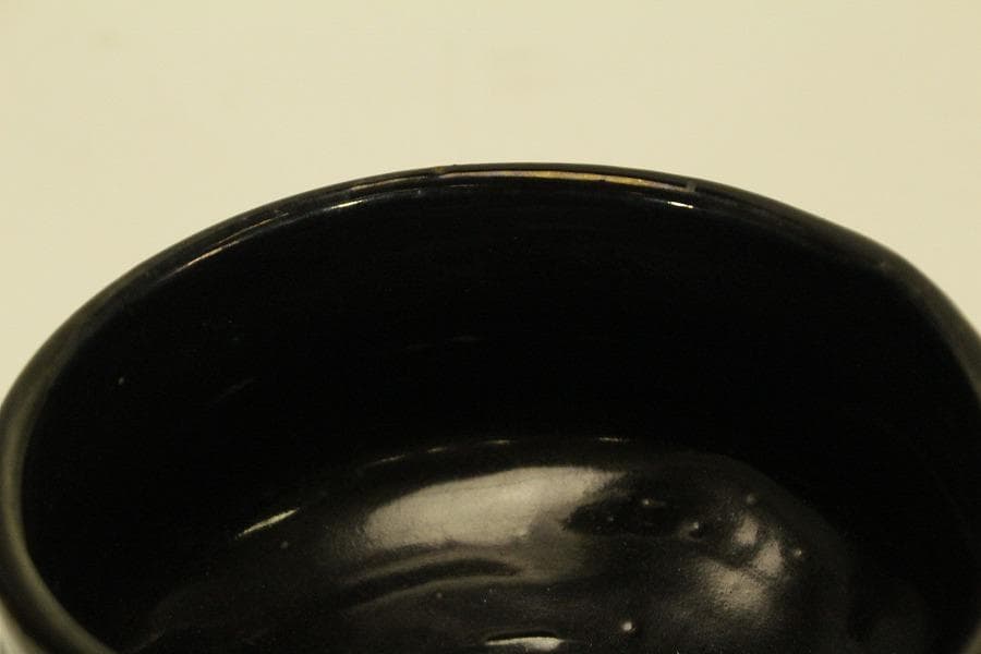 茶道具 夫婦茶碗 一対 黒織部 赤？ 書箱 骨董 古美術(BB455)