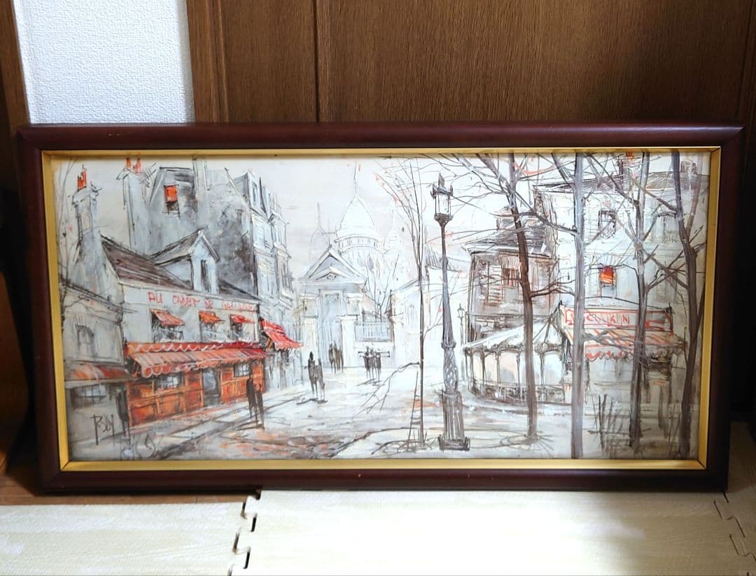 海外作家 ロディカ・イリエスク 油絵 絵画 風景画 パリの街並み 額装