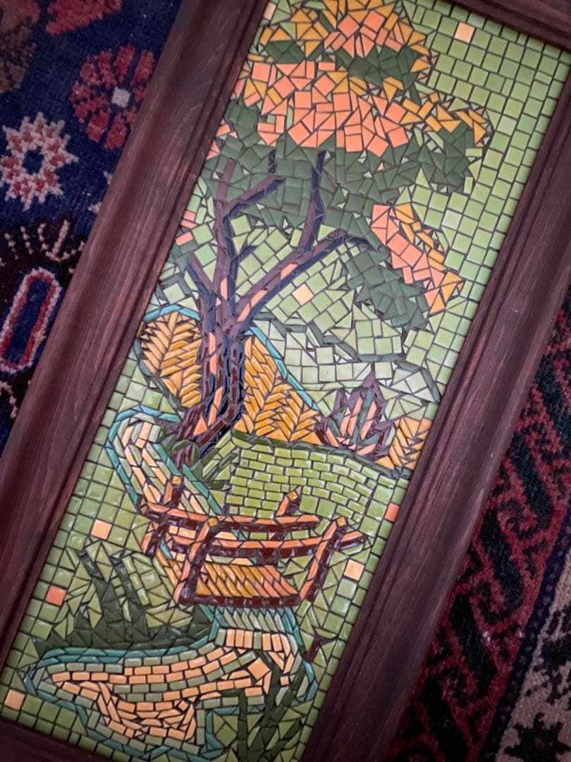 50’s アメリカ モザイクタイル 絵画 額 ビンテージ ハワイ