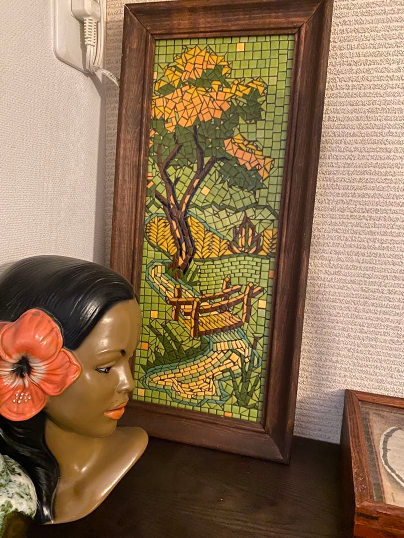 50’s アメリカ モザイクタイル 絵画 額 ビンテージ ハワイ