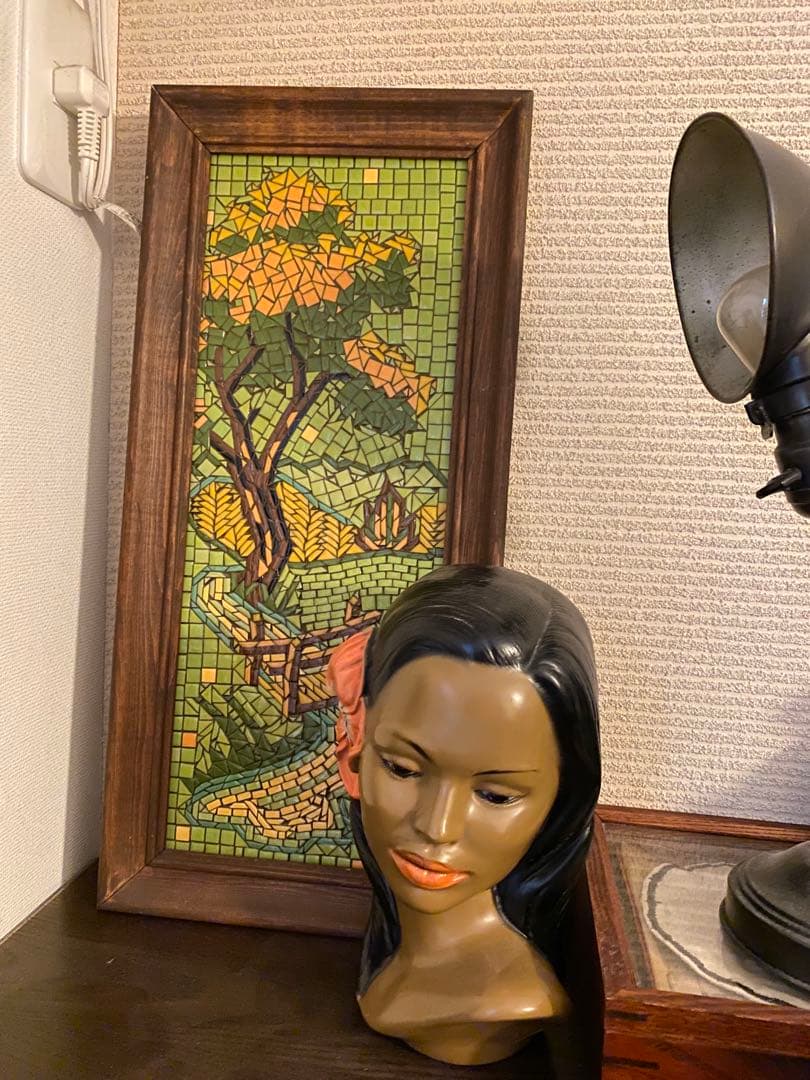 50’s アメリカ モザイクタイル 絵画 額 ビンテージ ハワイ