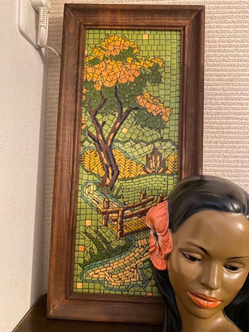 50’s アメリカ モザイクタイル 絵画 額 ビンテージ ハワイ