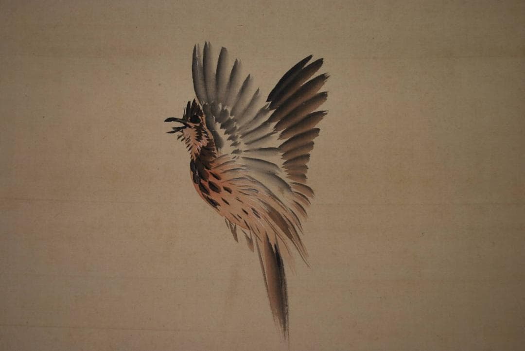 【真作】小林呉橋/青麦に雲雀図/掛軸/名家伝来/S‐161