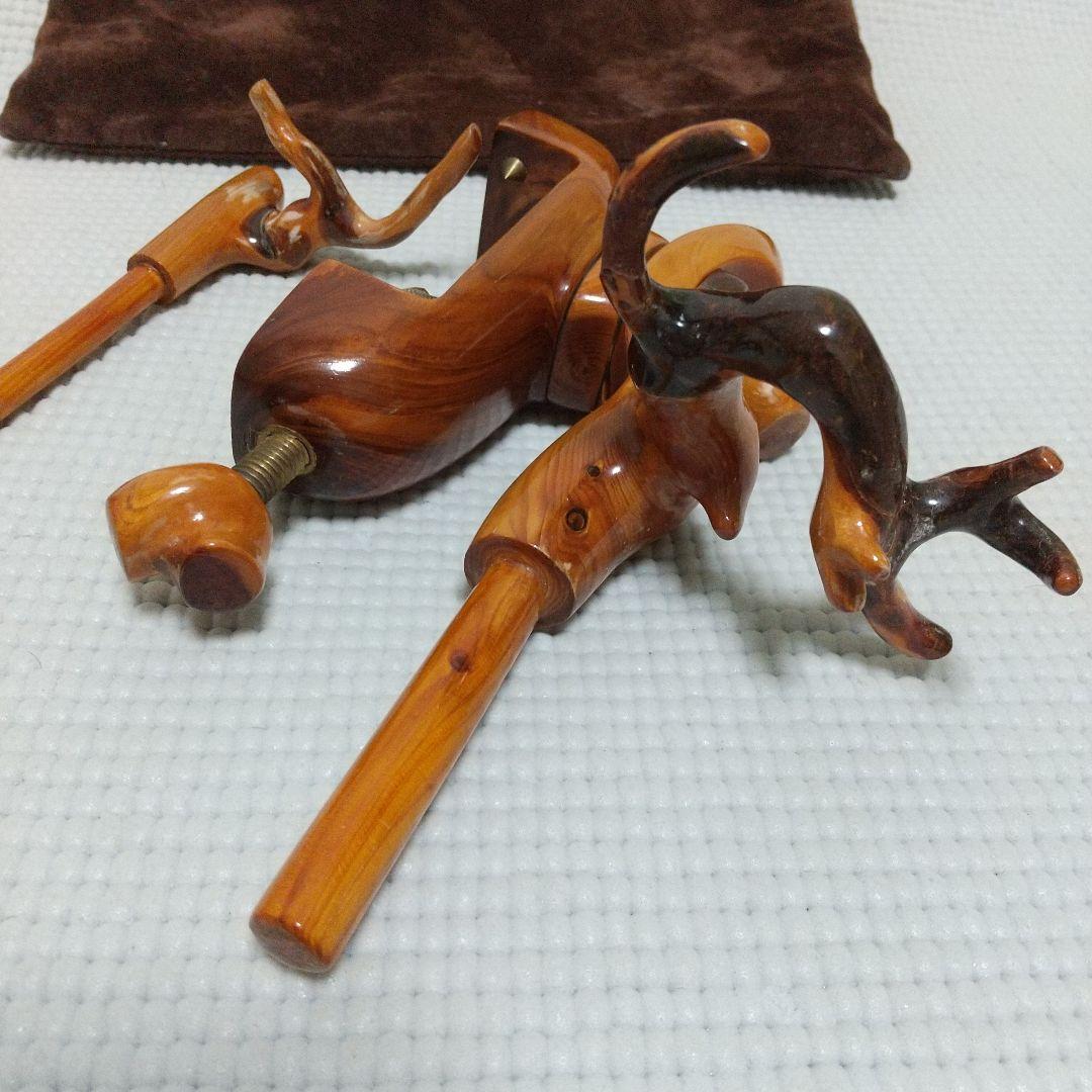 有働印〈19cm弓型万力＆竿枕〉初期？檜葉？ 一部補修 NCNR